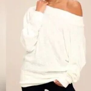 Free People We the Free oversized Palisades Off-The-Shoulder Shirt Sz L